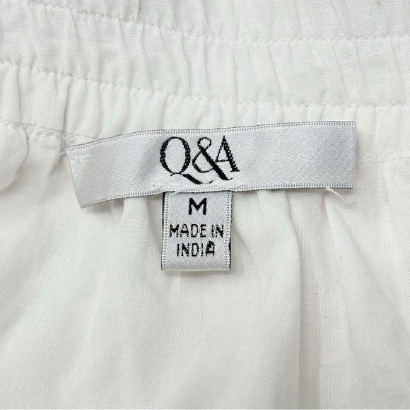 Q & A Women’s White Multi Embroidered Off The Shoulder Ruffle Dress Tie Neck M - Picture 4 of 8